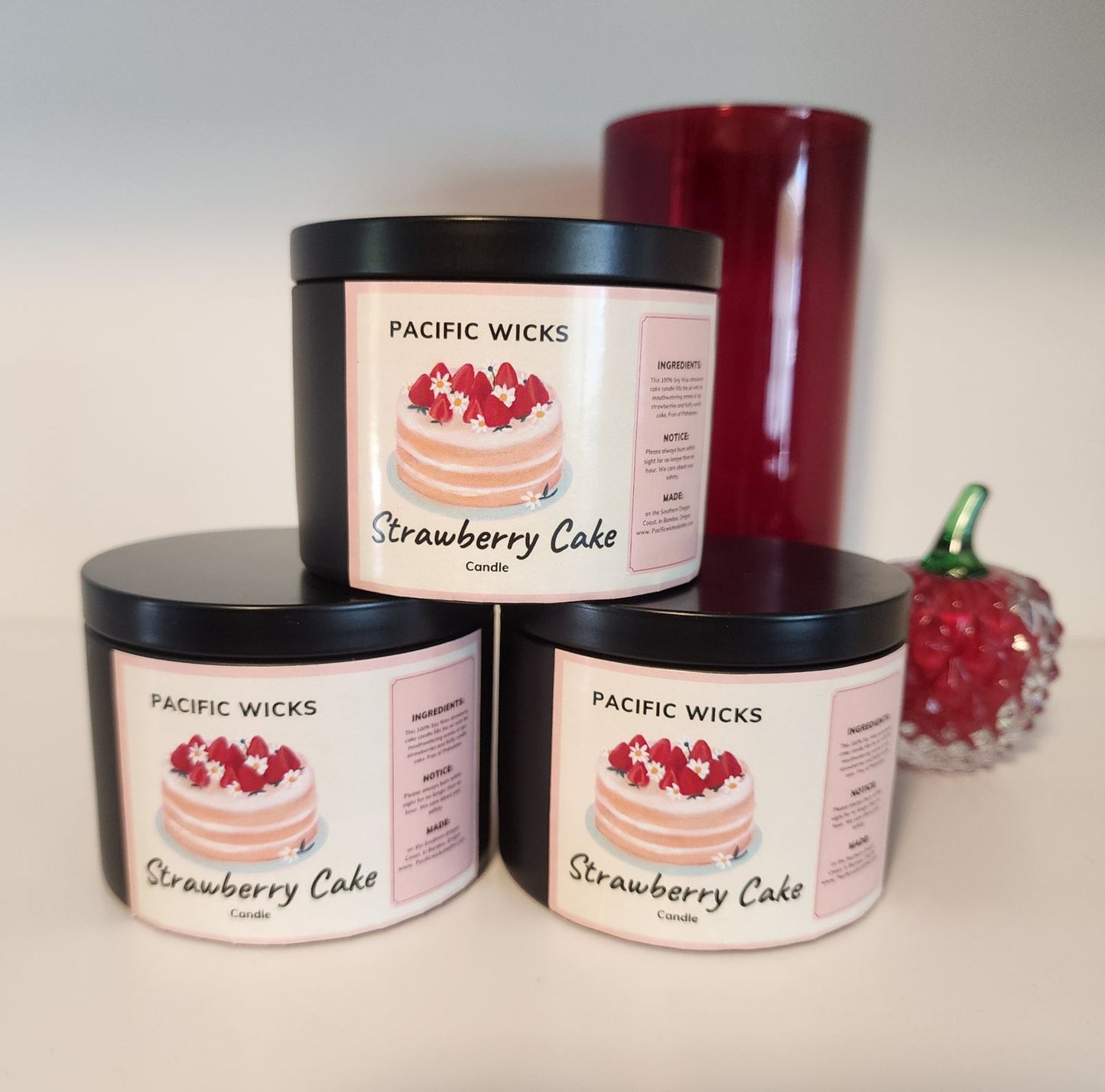 Strawberry Cake Soy Candle in Tin