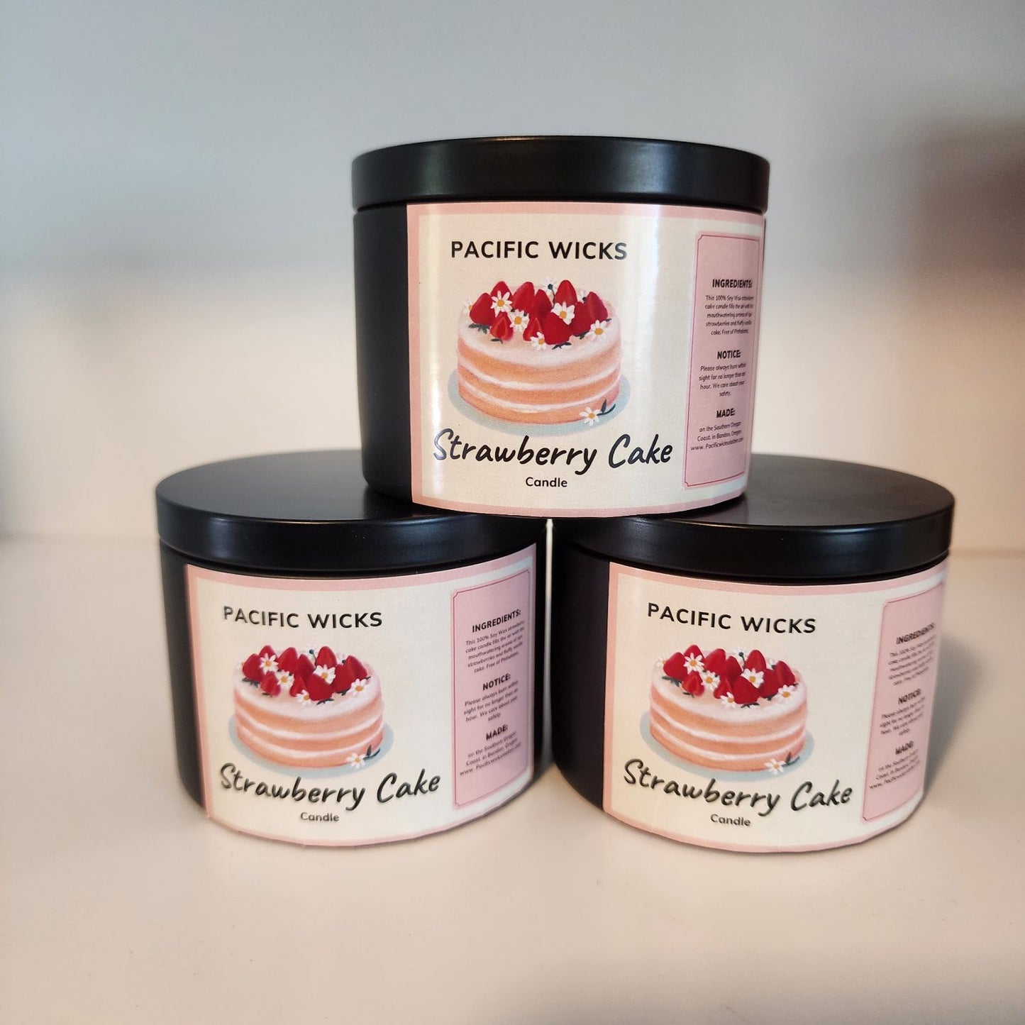 Strawberry Cake Soy Candle in Tin